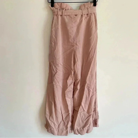 Anthropologie Blythe Wide Leg Pants Paper Bag Tie Waist Light Pink Bow 2 - Picture 5 of 15